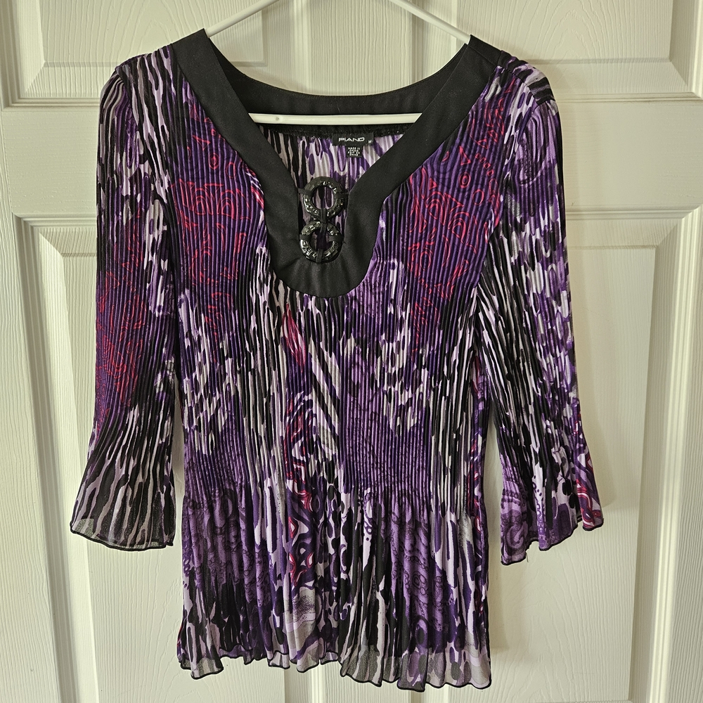 Chic Purple and Black Women's Blouse